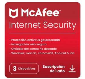 McAfee Internet Security 3 Dispositivos 1 Año Licencia Digital