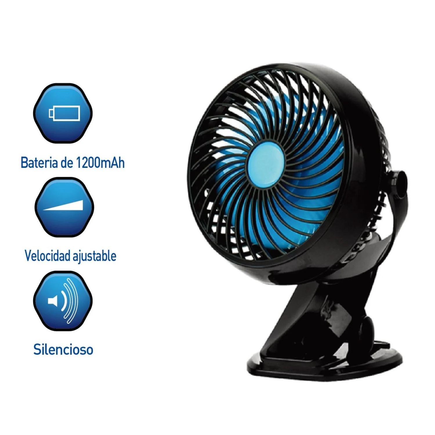 Ventilador compacto recargable Benavent | 3 velocidades | Batería recargable de 1200mAh | 3W | Envío gratis