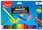 Maped Lápices de Colores Peps Infinity, Set de 24 Colores, Diseño Ergonómico Triangular, Colores Vivos para Dibujar y Colorear