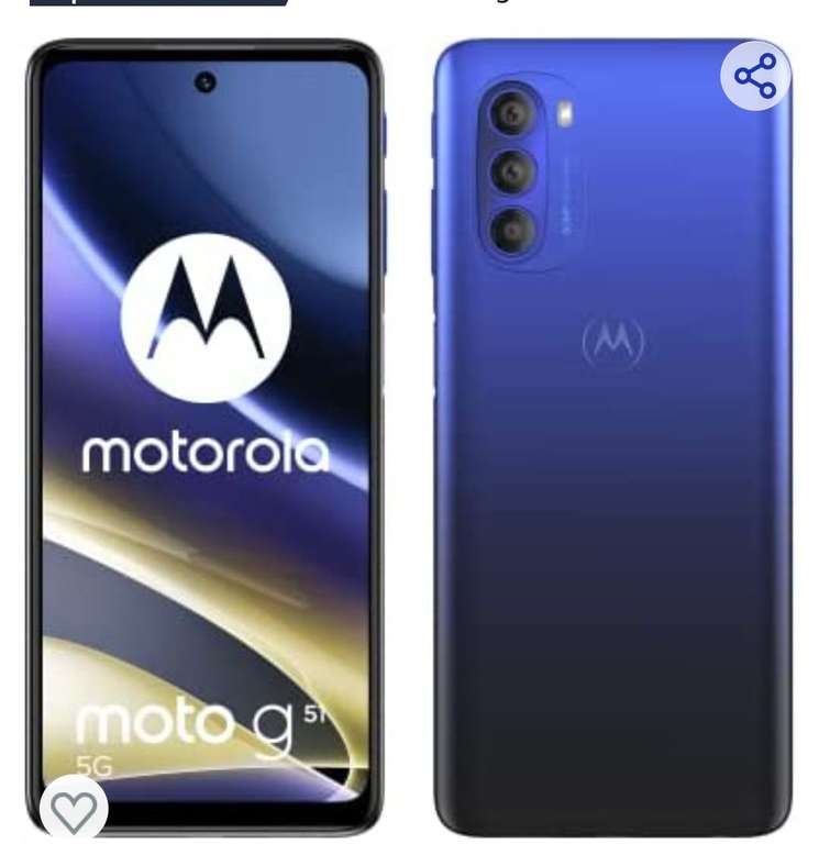 Motorola Moto g51 5G Pantalla 6.8" Full HD+, Triple cámara 50 MP, procesador Octa Core, batería 5000 mAH, Dual SIM, 4/128GB + Carcasa regalo