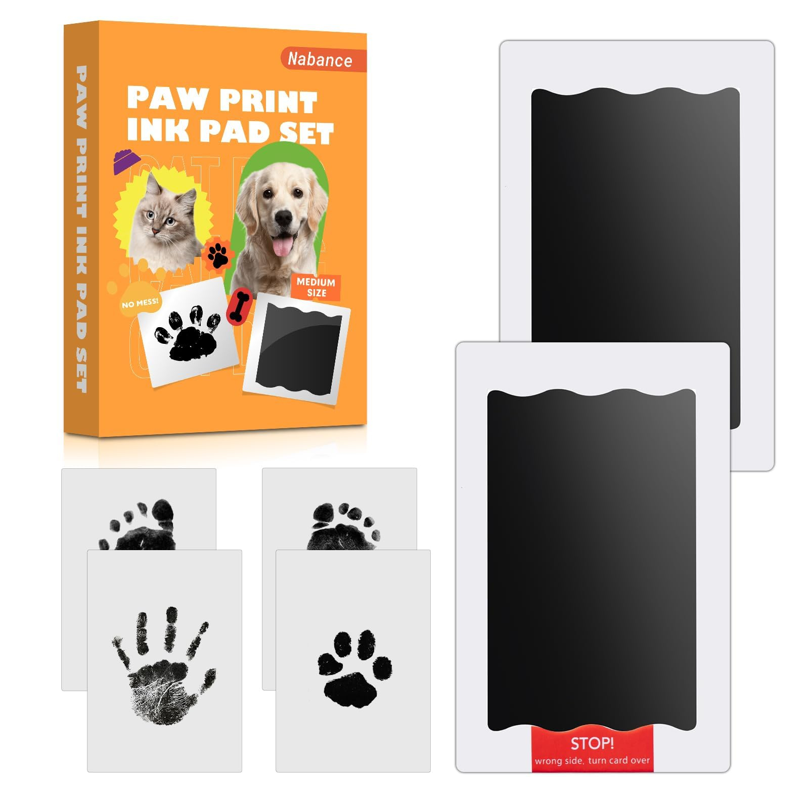 Nabance Huella Perro, 2 Tampones De Tinta 4 Tarjeta De Impresión