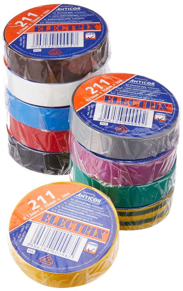 Pack 6 cintas aislantes con 6 colores 15mm 10 m