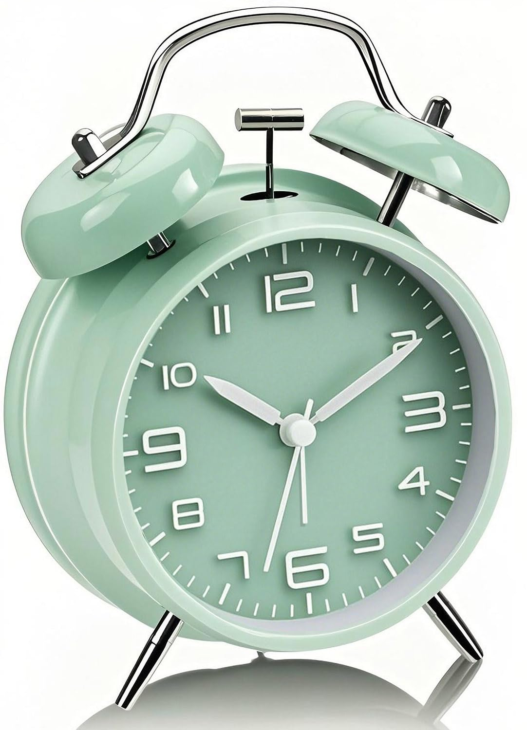Reloj despertador retro analógico de metal (manillas silenciosas y con luz nocturna) 3 colores a elegir