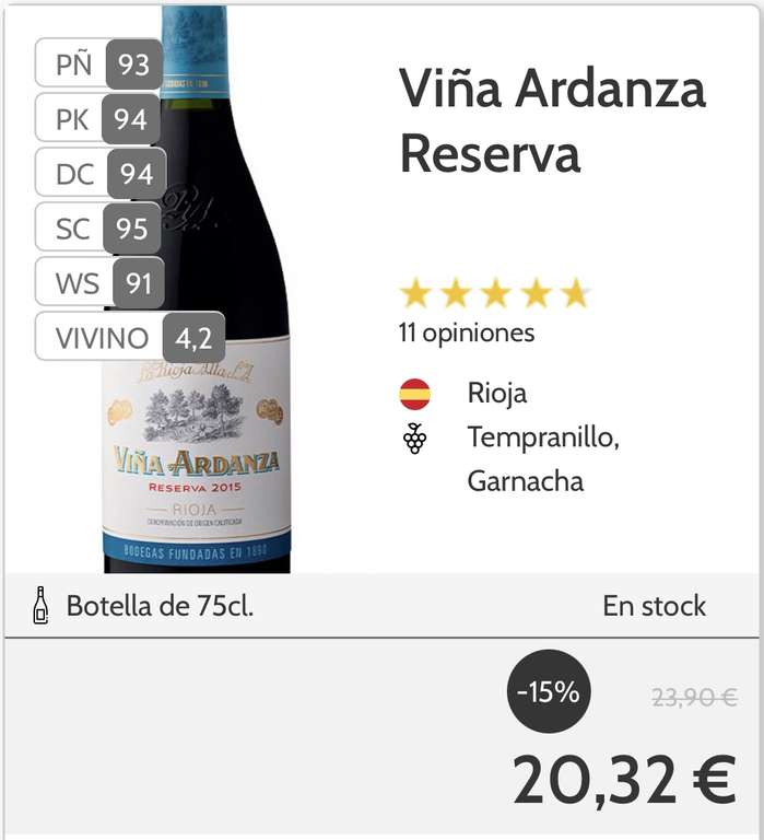 Descuentos hasta el 50% en vinos como castillo de ygay, murrieta, ramón Bilbao, viña Ardanza, enate 234 y muchísimos más.