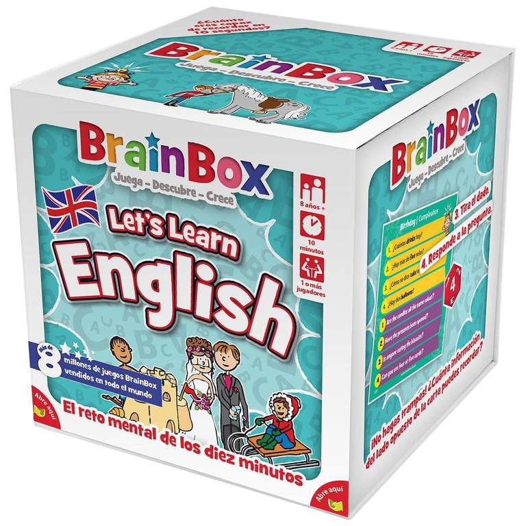 Asmodee BrainBox Lets Learn English, Juego de Cartas, Memoria y Observacion Memoria y Observación para Familias y Niños, A Partir de