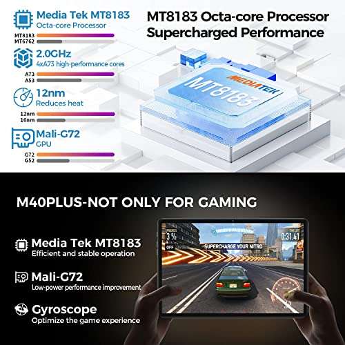 TECLAST M40Plus Tablet 8GB RAM 128GB ROM, Dual 2.4/5G WiFi, Octa-Core 2.0GHz,7000mAh/BT5.0/FHD 1920x1200/5MP+8MP/GPS/OTG/Type C
