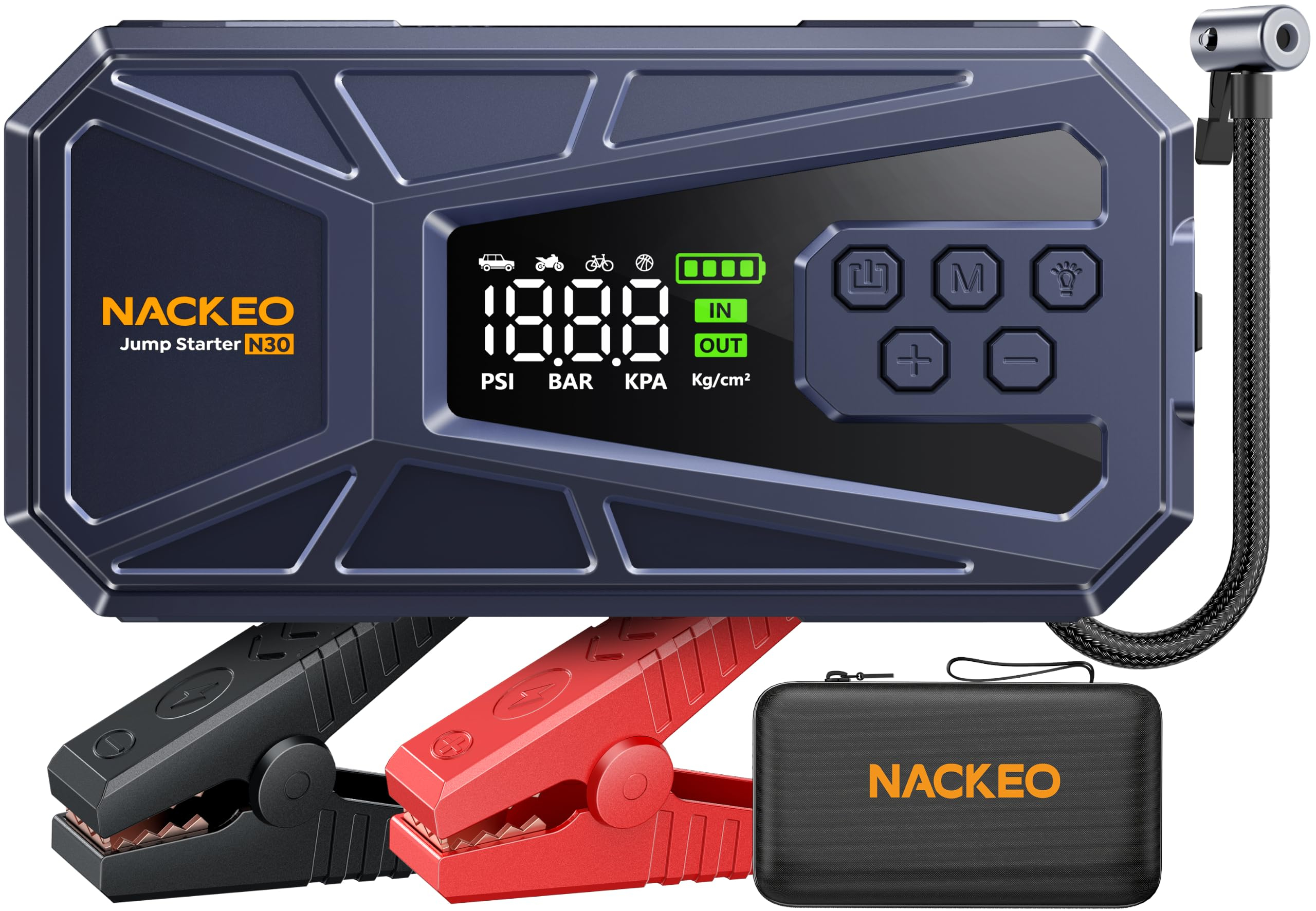 NACKEO Arrancador 8000A 160 PSI 12V Linterna LED LCD