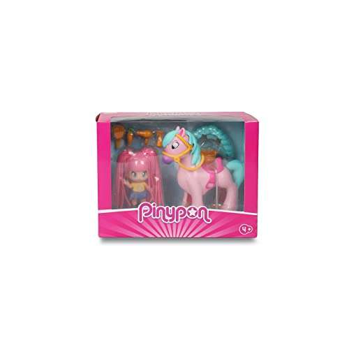 Pinypon - Pony Melena al Viento con Figura, Gama Pelazo Estilazo, los Dos muñecos Tienen el Pelo de Material blandito y Estirable