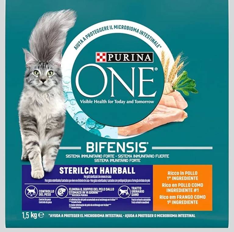 6x Purina ONE Bifensis Gatos 1,5kg Esterilizado Pelaje y Bolas de Pelo
