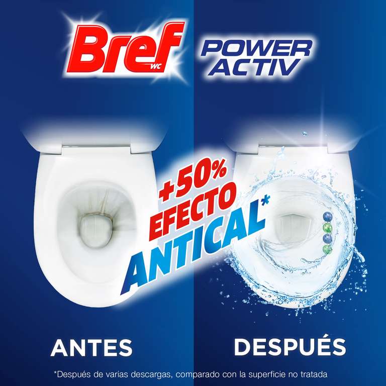 Bref Power Activ Natura Cesta WC (3 unidades), limpia baño para un WC siempre limpio y fresco, limpiador de baños con fórmula antical