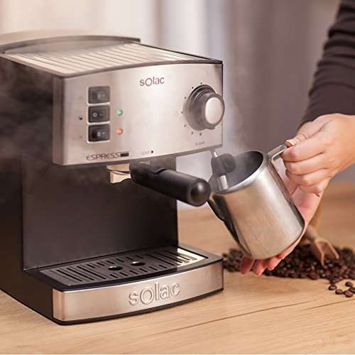 Solac CE4480 Espresso-Cafetera de 19 Bares con vaporizador, 850 W, 1.25 litros, 0 Decibeles, Acero Inoxidable