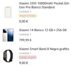 Xiaomi 14 (12gb 256gb) + Xiaomi Band 8 + Powerbank 10000mAh 33w. ESTUDIANTES. (Con mi points 519€)