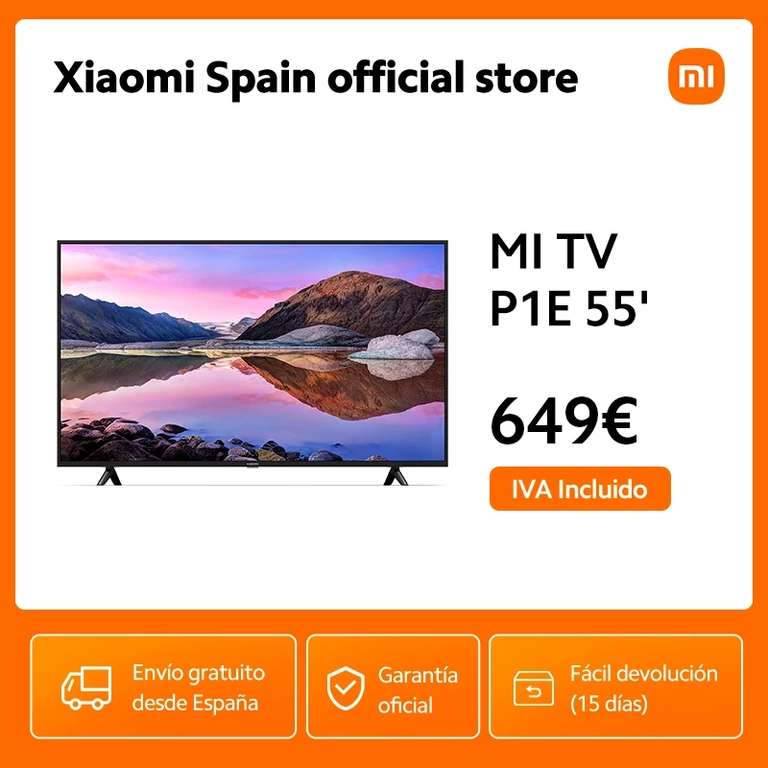 Xiaomi MI TV P1E, 55 ', smart TV, Android TVPantalla 4k, asistente de google (EL 2 DE NOVIEMBRE A LAS 10:00) desde españa