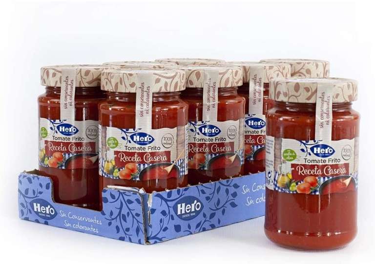 Hero Tomate Frito Receta Casera - Sin Conservantes ni Colorantes - Pack de 8 x 370 g