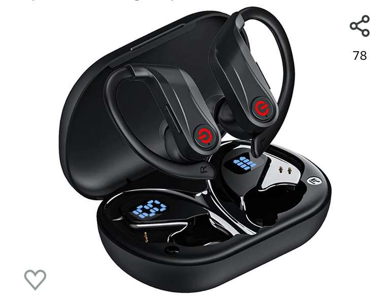 Cascos Bluetooth 5.3 HiFi Estéreo con Microfono, Auriculares Bluetooth Deportivos Reproducción de 120H, Pantalla LED