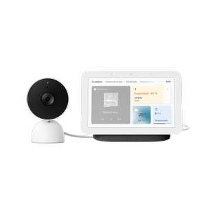 Google Nest Hub + Google Nest Cam, Full HD, HDR, Visión Nocturna, Wi-Fi