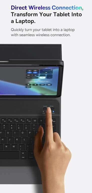 Baseus - funda con teclado Bluetooth para Tablet de 11 pulgadas (BLANCO Y NEGRO) (12.9 pulgadas a 48.08€)