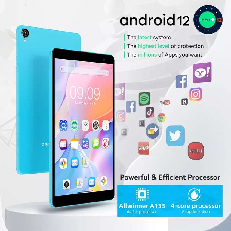 PRECIAZO Tablet Teclast P80T Android 12, 8 Pulgadas 3GB-32GB, Wi- Fi (2.4G+5G) BT 5.0 Type-C, 4 núcleos Delgada y Liviana