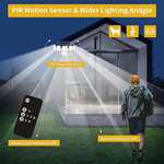 Luz solar exterior 382 LED, mando a distancia, 6000K, 3500LM, IP65, 3 modos