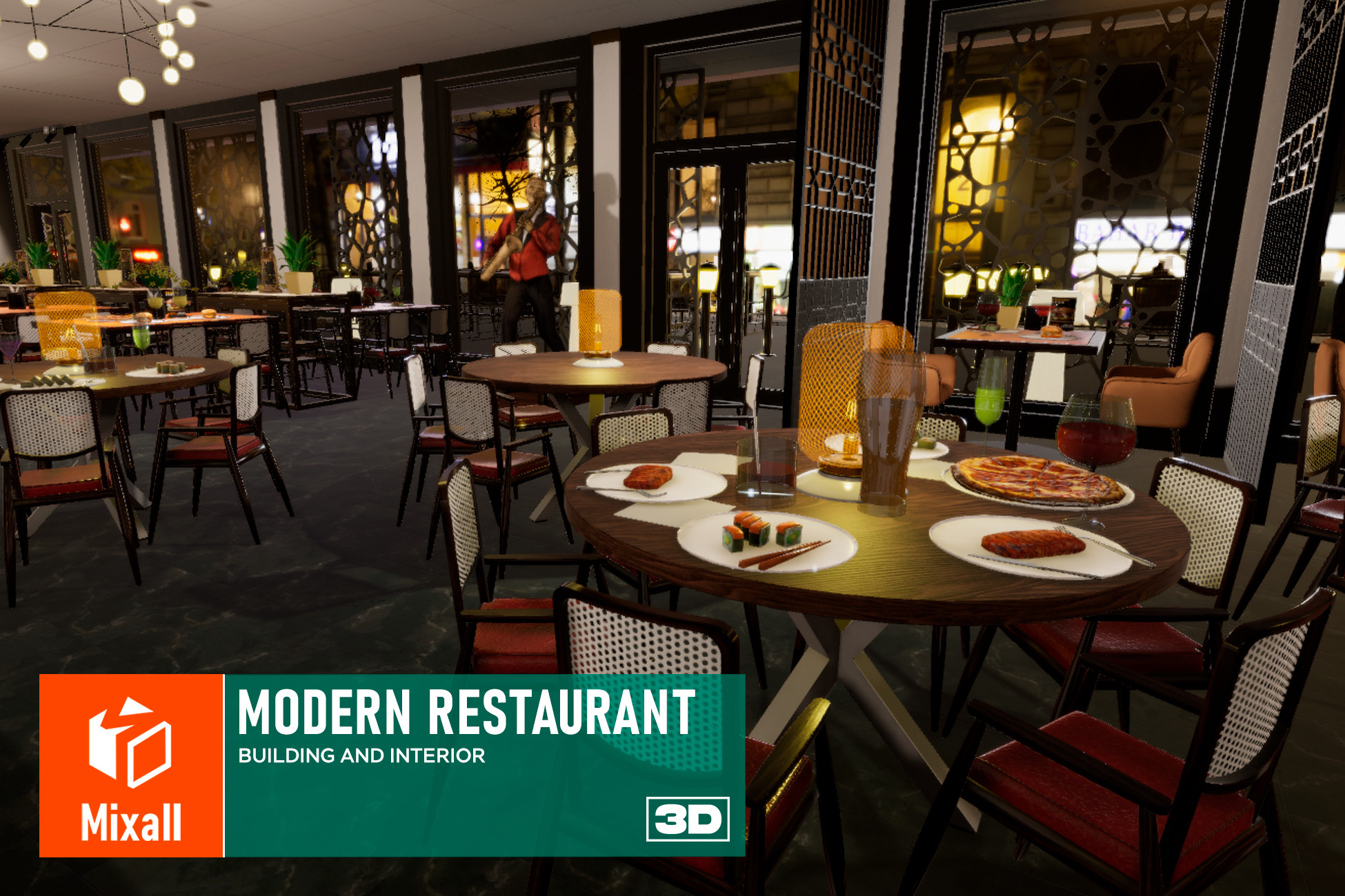 Modern restaurant - building and interior (Unity 3d)