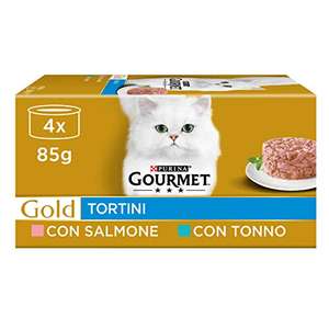 Purina Gourmet Gold Tortini - Comida húmeda para Gatos con salmón y atún, 48 latas de 85 g