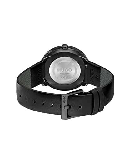 HUGO Reloj Analógico de Cuarzo Unisex con Set correa intercambiable Negro