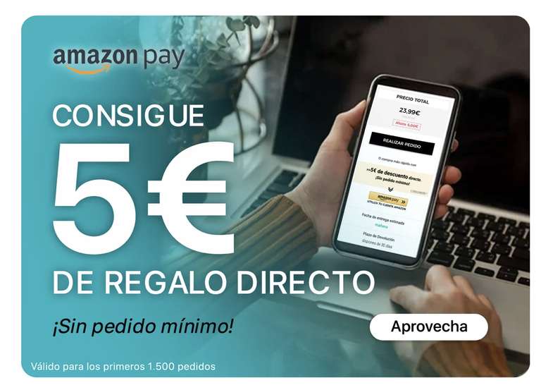 Descuento de €5 pagando con Amazon Pay (sin mínimo de compra)