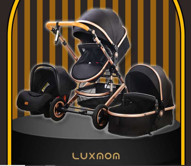 Luxmom-Cochecito de Bebé 3 en 1 con Asiento para Coche - ENVIO DESDE ESPAÑA