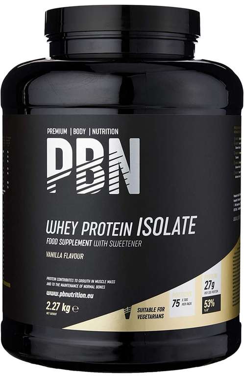 PBN Premium Body Nutrition - Aislado de proteína de suero de leche en polvo (Whey-ISOLATE), 2.27 kg