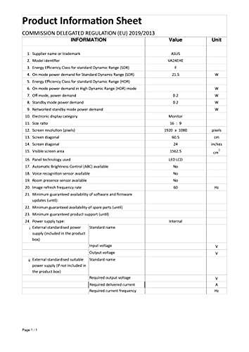 Asus VA24EHE - Pantalla para Ordenador 23 Pulgadas, FHD, Panel IPS