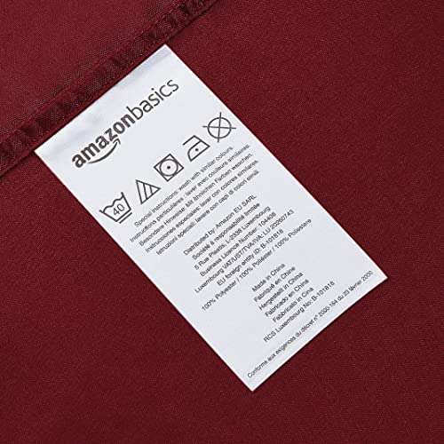Amazon Basics FTD, Sábanas Ajustables, 135 x 190 x 30 cm, Burdeos