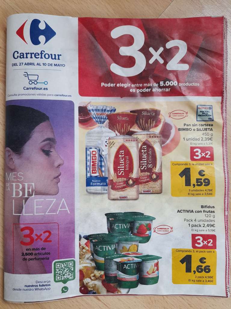 Folleto 3x2 Carrefour. 27/04 a 10/05