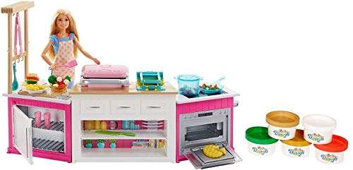 Barbie-FRH73 Barbie Quiero Ser Superchef, Muñeca Rubia con Cocina y Accesorios, multicolor Mattel GWY53