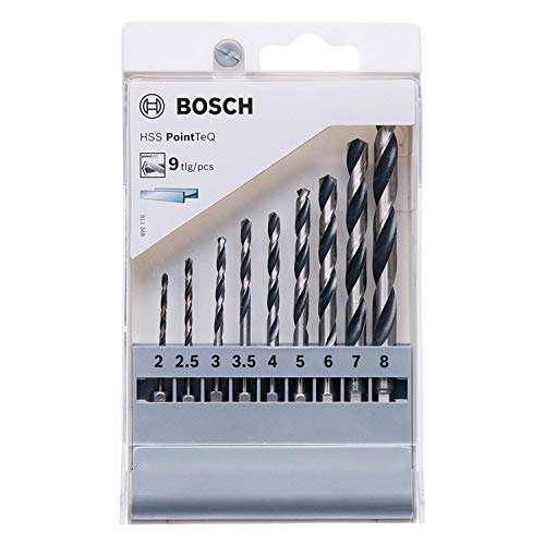 Bosch Professional Set de brocas hexagonales PointTeQ de 9 unidades ( Ø: 2-8 mm, vástago hexagonal ¼", accesorio para taladros de batería