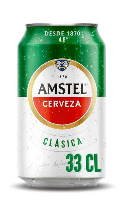 72 latas Amstel Clásica Cerveza Lager, Pack Lata, 3x 24 x 33 cl. 7'99€/pack-0'33€/lata