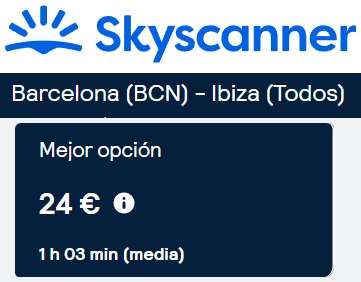 Vuelos "Barcelona - Ibiza" Ida y vuelta por 24€ en Agosto
