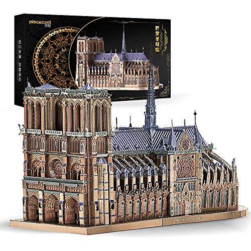 Puzzle 3D de metal de la catedral de Notre Dame, Paris. 382 Pcs