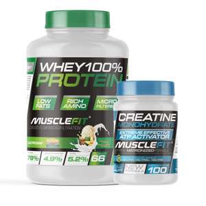 Pack Whey 100% Protein 2000g + Creatina 300g MuscleFIt + Shaker (regalo) [27,01€ con primer pedido]