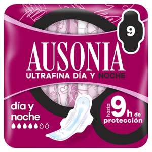 Ausonia Ultrafina Compresas con Alas, Noche, 9 Unidades, Hasta 9 Horas de Protección