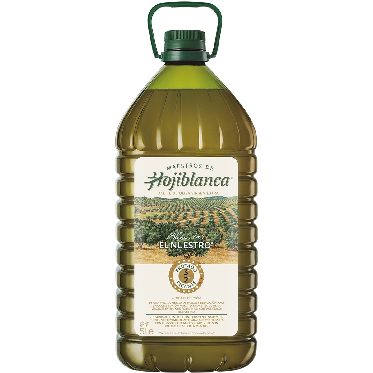 Garrafa de 5 litros de aceite de oliva virgen extra Hojiblanca El Nuestro | Origen: España | 3.99€ el litro