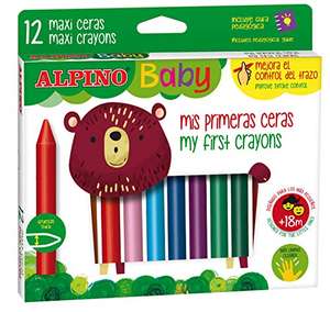 Alpino Baby 12 Ceras | Ceras de Colores para Bebés | Ceras Gruesas para Colorear | Disfruta y Aprende Pintando