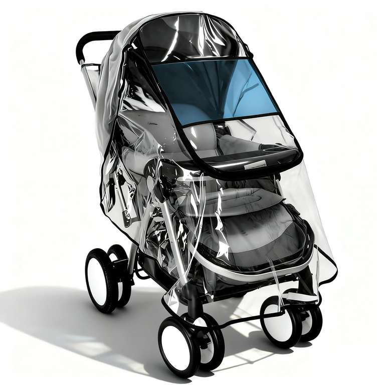 Plastico Protector de Burbuja Funda de Capota la Lluvia Universal para Silla de Paseo de Carro Capa .Carrito de Bebe Universal con Cierre