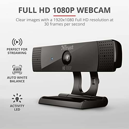 Trust Gaming GXT 1160 Vero Webcam Full HD, 1920 x 1080, Enfoque Fijo, 30 FPS