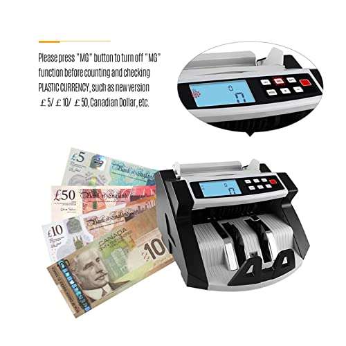 Contador de Billetes Automático Conteo LCD de la máquina Pantalla con MG UV Detector de billetes falsos máquina de conteo de divisas