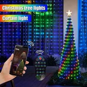 Guirnalda de luces LED RGB para decoración de dormitorio, cortina inteligente con Bluetooth, Control por aplicación, para Navidad