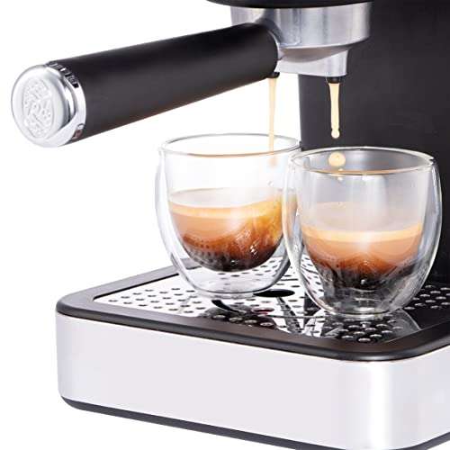 Russell Hobbs Cafetera Espresso Distinctions Black - Café Molido o Cápsulas ESE, Calentador de Termobloque, Calientatazas, Varilla de Vapor