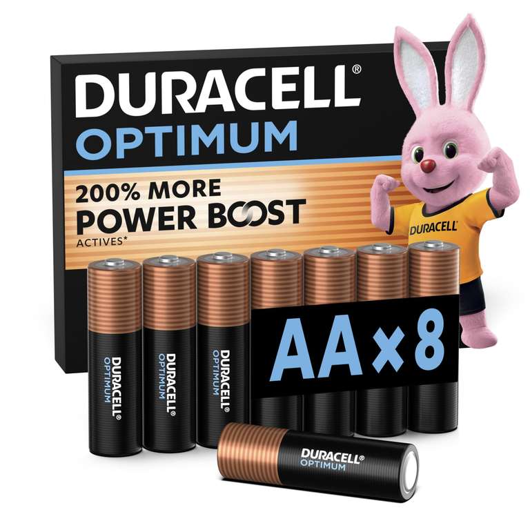 DURACELL Optimum AA Pilas Alcalinas (Paquete de 8) 1.5V, LR06