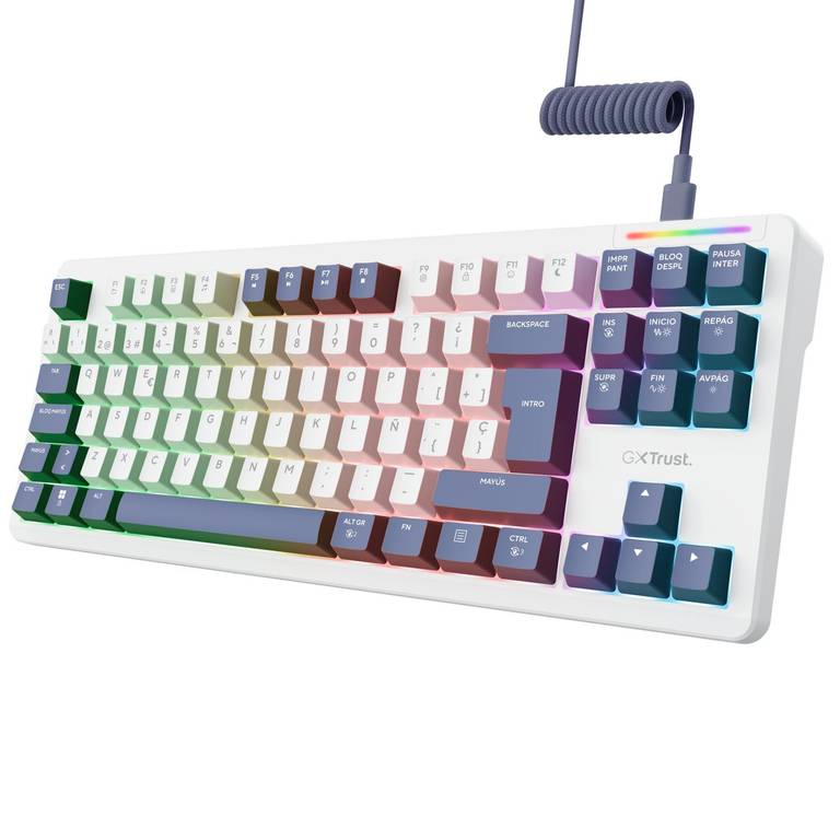 GXTrust Xyra Teclado Mecánico TKL Español QWERTY Gasket 80%, Blanco | Hot-Swap, Interruptores 5-Pin Leobog Lineales 60M, Cable USB,