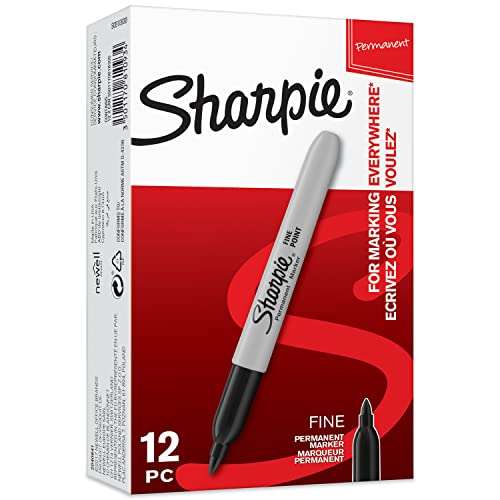 Sharpie S0810930 - Rotuladores permanentes, punta fina, caja de 12, color negro Marca: SHARPIE