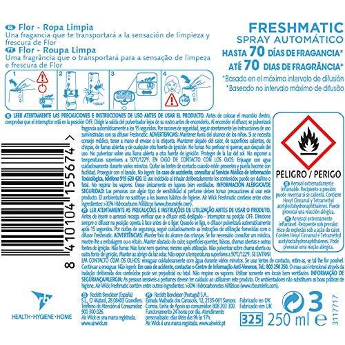 Air Wick Freshmatic Recambios de Ambientador Spray Automático, Fragrancia Flor, Pack de 3 (recurrente)